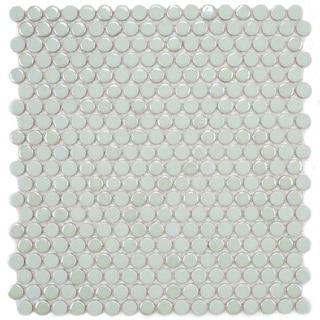 SomerTile 11.25x12-in Posh Penny Round Mint Porcelain Mosaic Tile (Pack of 10)