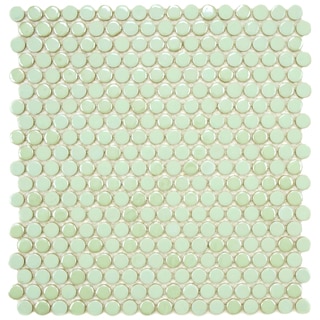 Great Prices SomerTile 11.25x12-in Posh Penny Round Mint Porcelain Mosaic Tile (Pack of 10)