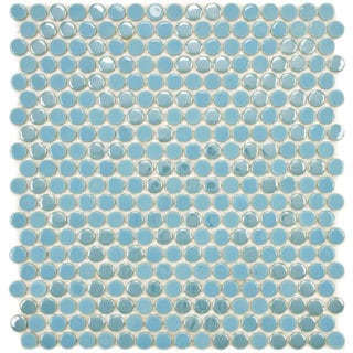 Find Shop SomerTile 11.25x12-in Posh Penny Round Sky Porcelain Mosaic Tile (Pack of 10)