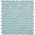 SomerTile 11.25x12-in Posh Penny Round Sky Porcelain Mosaic Tile (Pack of 10)