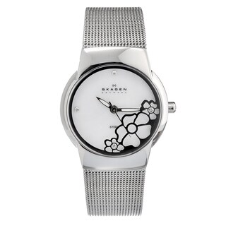 Skagen Women's Steel Flower Accented Mesh Strap Watch