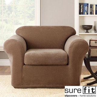 Sure Fit Brown 2-piece Chair Slipcover-Image