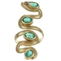 18k Yellow Gold Emerald and Ruby Snake Estate Ring