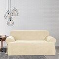 Soft Suede Cream T-cushion Sofa Slipcover