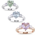 Miadora Sterling Silver Gemstone Heart Ring
