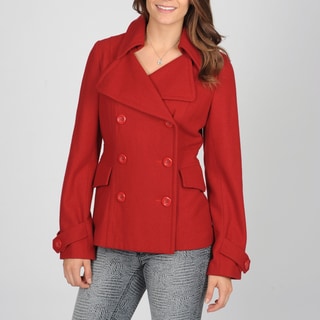 CoffeeShop Juniors Red Wool-blend Peacoat