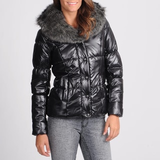 Nuage Women's Black Metallic Puffer Jacket
