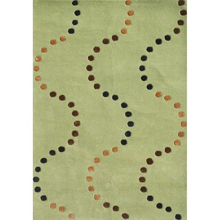 Alliyah Hand Made Green Glow New Zealand Blend Wool Rug (8 x 10)