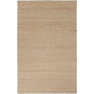 Natural Solid Jute/ Cotton Beige/ Brown Rug (5' x 8')