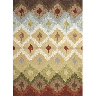 Indoor/ Outdoor Abstract Beige/ Brown Rug (9' x 12')