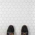 SomerTile Victorian Hex Glossy White Porcelain Mosaic Tiles (Case of 10)