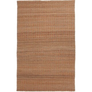 Natural Solid Jute/ Cotton Red/ Orange Rug (5' x 8')