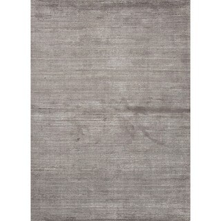Best Shopping Hand-loomed Solid Grey Wool/ Silk Rug (9' x 12')