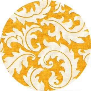 Tufted A43 Transitional Gold/ Yellow Wool/ Silk Round Rug (8' x 8')