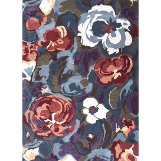 Transitional Pink/ Purple Wool/ Silk Tufted Rug (8' x 11')