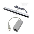 BasAcc Wired Sensor Bar/ Ethernet LAN Adapter for Nintendo Wii