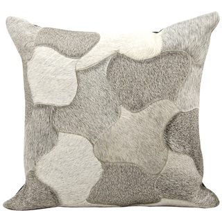Mina Victory Cowhide Pattern Silver 20 x 20-inch Decorative Pillow by Nourison