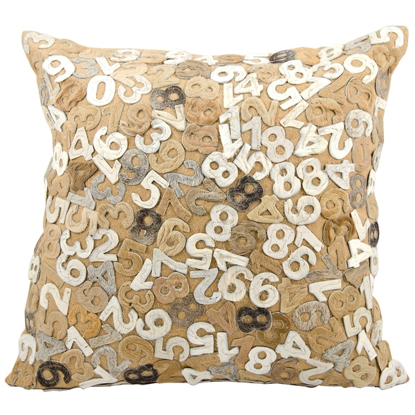 Mina Victory Cowhide Numbered Multi Beige 24 X 24 Inch Decorative