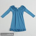Paulinie Collection Girl's Long Sleeve Hacci Ruffled Dress