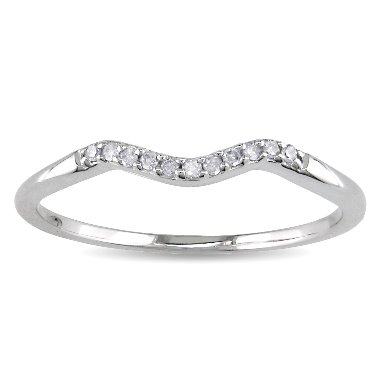 Haylee Jewels 10K White Gold Diamond Curved Wedding Band