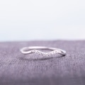 Miadora 10k White Gold Diamond Accent Curved Wedding Band