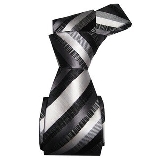 Dmitry Men's Italian Grey Striped Silk Tie