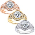 14k Gold Moissanite and 3/8ct TDW Diamond Engagement Ring (G-H, I1-I2)