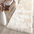 Hand-woven Silken Ivory Shag Rug (2' x 3')