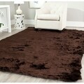 Hand-woven Silken Chocolate Brown Shag Rug (6' x 9')