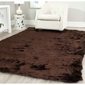 Hand-woven Silken Chocolate Brown Shag Rug (8' x 10')