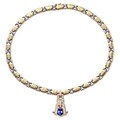 Roberto Martinez Art Deco14k Gold Sapphire, Ruby and 1 1/3ct TDW Diamond Necklace (H-I, SI1-SI2)
