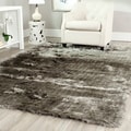 Hand-woven Silken Silver Shag Rug (8'6 x 12')