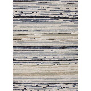 Abstract Gray/ Black Indoor/ Outdoor Rug (5' x 7'6)