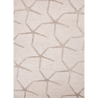 Transitional Ivory/ White Wool/ Silk Tufted Rug (5' x 8')