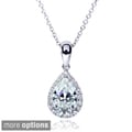 14k Gold Pear Moissanite and 1/8ct TDW Diamond Necklace (G-H, I1-I2)