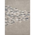 Transitional Coastal Blue Wool/ Silk Tufted Rug (5' x 8')