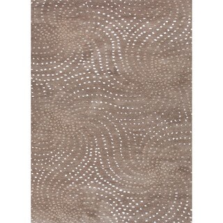 Transitional Abstract Beige/ Brown Wool Tufted Rug (8' x 11')