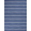 Handmade Flat Weave Stripe Blue Wool Rug (9' x 12')