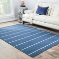 Handmade Flat Weave Stripe Blue Wool Rug (8' x 10')