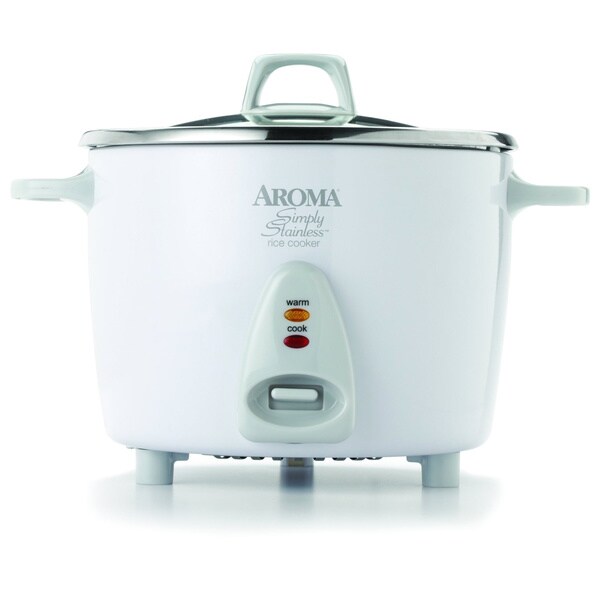 Aroma White 20-cup Simply Stainless Rice Cooker 