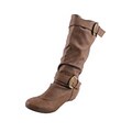 Fashion Focus by Beston Women's Brown Buckled Knee-high Boots