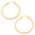 Fremada 14k Two-tone Gold Diamond-cut Flat Hoop Earrings