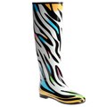 Henry Ferrera Women's Knee-high Colorful Zebra Printed Rubber Rain Boots