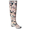 Henry Ferrera Women's Knee-high Vintage Winter Postcard Printed Rubber Rain Boots