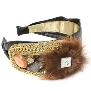 Kate Marie Crystal and Fur Embellished Headband-Image