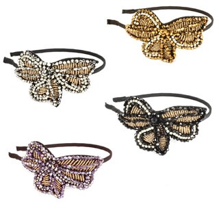 Kate Marie Rhinestone and Glass Bead Embellished Butterfly Headband-Image