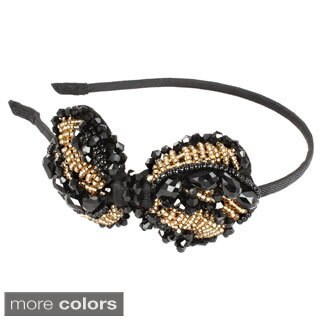 Kate Marie Glass-Bead Fabric Bow Ornament Headband-Image