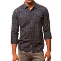 191 Unlimited Men's Black Plaid Two-pocket Shirt