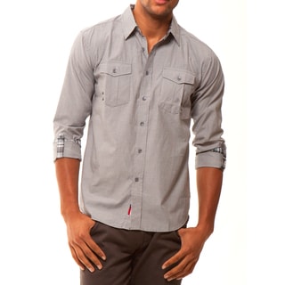 191 Unlimited Men's Grey Convertible Sleeve Woven Shirt