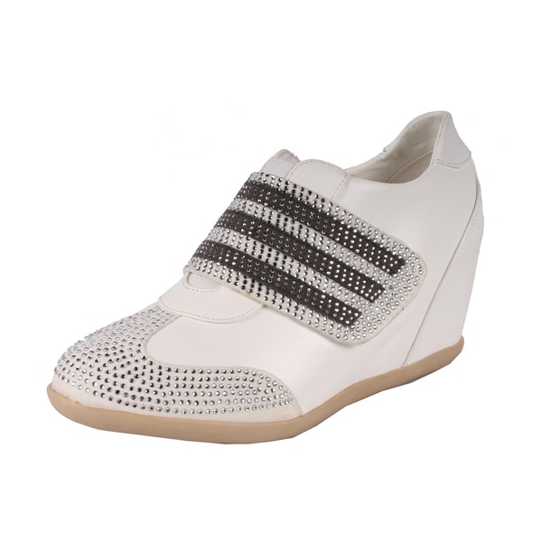 Free shipping 2014 new women fashion sneakers with zip! White wedge sneakers for women